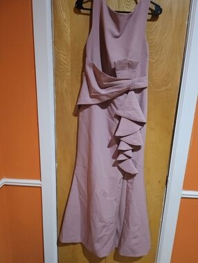 Mauve Pink Ruffle Detail Sleeveless Maxi Dress